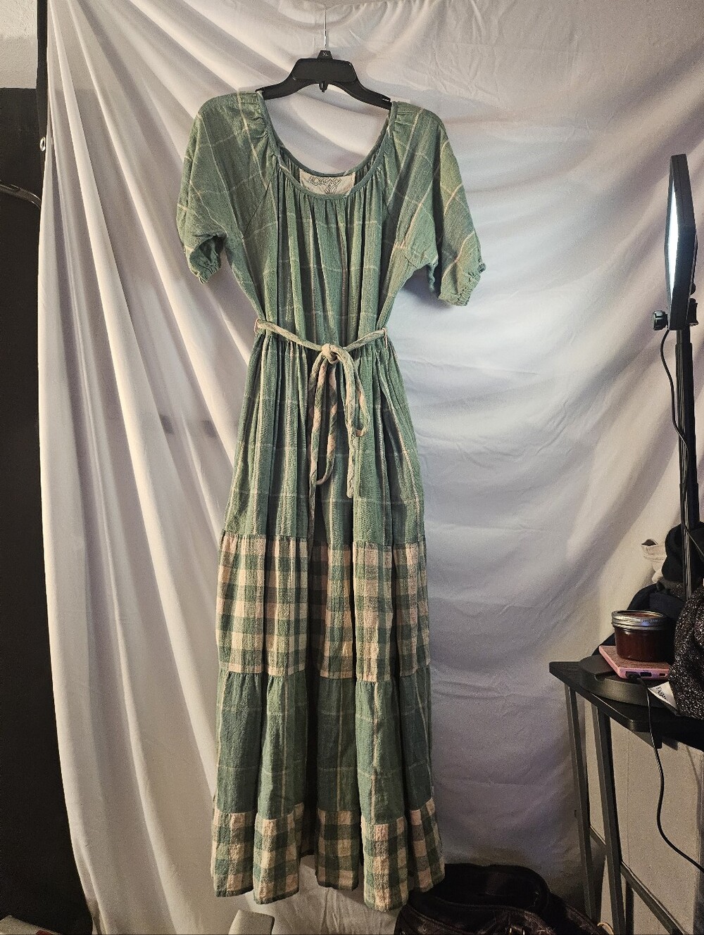 Ace & Jig Noah Plaid Cotton Midi/maxi Dress - lg Green Cream